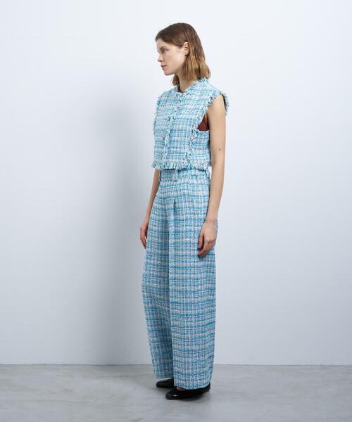 LANVIN en Bleu（ランバンオンブルー）の「ツイード２ＷＡＹショートベスト（ベスト・レディース・ブルー系その他/オフホワイト・36/38）」の5枚目の写真