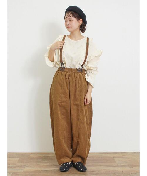 cygne シーニュMoss サスペンダーパンツ／Navy