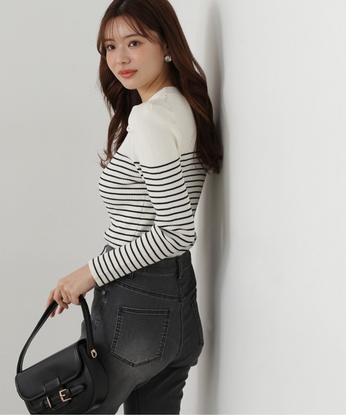 PROPORTION BODY DRESSING（プロポーションボディドレッシング）の「パワーショルダーニット / 1215170103（ニット/セーター・レディース・パープル/ホワイト系その他/ホワイト・FREE）」の4枚目の写真