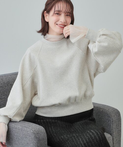 Cutie Blonde(キューティーブロンド)の「◆【あったか/S-LL】ラグラン裏起毛スウェット(Tシャツ/カットソー・レディース・ライトグレー/ブラック/レッド系1/オフホワイト・01/02/03/04)」の2枚目の写真