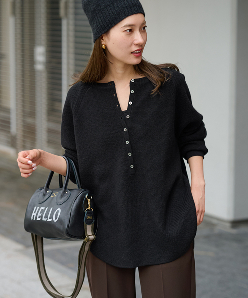 ✨美品✨フレームワーク 2way ウールワッフルヘンリーネック ニット セーター FRAMeWORK（フレームワーク）の「ウールワッフル ヘンリーネック