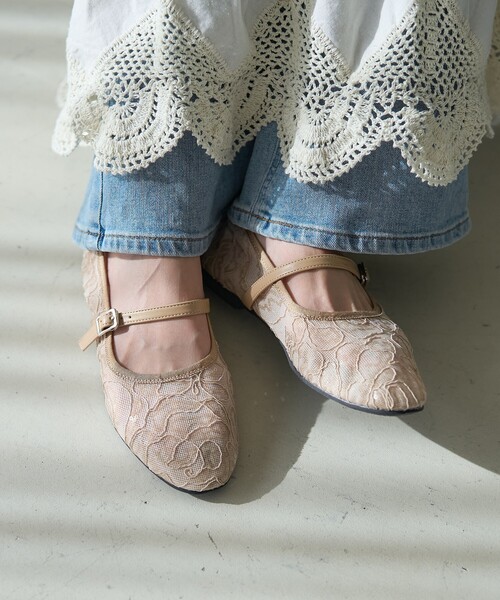 FREAK'S STORE(フリークスストア)の「ROVERETO/ロベレート シアーレース メリージェーン フラットシューズ(その他シューズ・レディース・ブラック/ベージュ・36/37/38)」の3枚目の写真