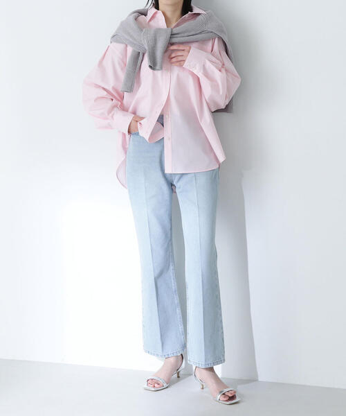 【美人百花掲載】センタープレスストレートデニムパンツ セール】◇【美人百花掲載】センタープレスストレートデニム