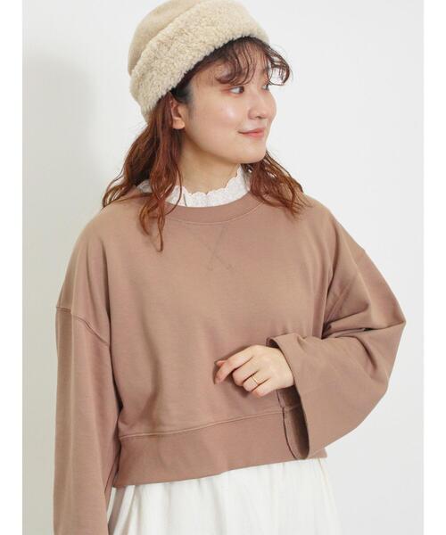 Samansa Mos2(サマンサ モスモス)の「◎ショート丈スウェット(Tシャツ/カットソー・レディース・ブラウン/ピンク/キナリ/ブラック・F)」の1枚目の写真