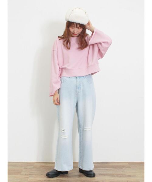 Samansa Mos2(サマンサ モスモス)の「◎ショート丈スウェット(Tシャツ/カットソー・レディース・ブラウン/ピンク/キナリ/ブラック・F)」の9枚目の写真