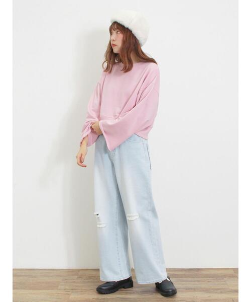 Samansa Mos2(サマンサ モスモス)の「◎ショート丈スウェット(Tシャツ/カットソー・レディース・ブラウン/ピンク/キナリ/ブラック・F)」の11枚目の写真