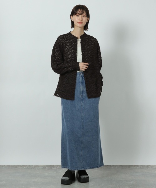 LAKOLE（ラコレ）の「【入卒式／オケージョンにも】バンドカラージャガードシャツ長袖 / 290717（シャツ/ブラウス・レディース・ブラック/アイボリー/ピンクベージュ・FREE）」の7枚目の写真