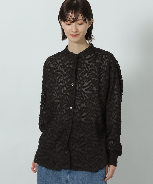 LAKOLE（ラコレ）の「【入卒式／オケージョンにも】バンドカラージャガードシャツ長袖 / 290717（シャツ/ブラウス・レディース・ブラック/アイボリー/ピンクベージュ・FREE）」の12枚目の写真