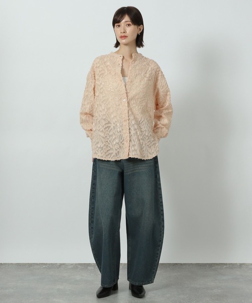 LAKOLE（ラコレ）の「【入卒式／オケージョンにも】バンドカラージャガードシャツ長袖 / 290717（シャツ/ブラウス・レディース・ブラック/アイボリー/ピンクベージュ・FREE）」の13枚目の写真