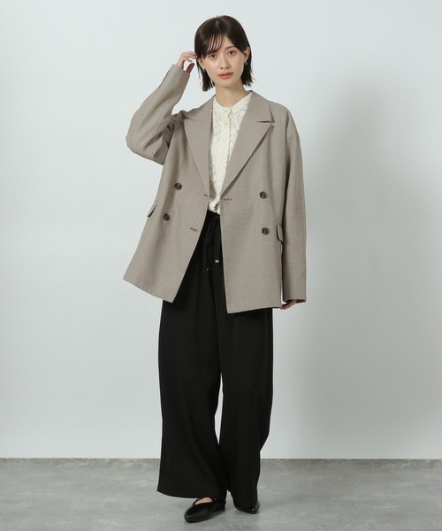 LAKOLE（ラコレ）の「【入卒式／オケージョンにも】バンドカラージャガードシャツ長袖 / 290717（シャツ/ブラウス・レディース・ブラック/アイボリー/ピンクベージュ・FREE）」の4枚目の写真