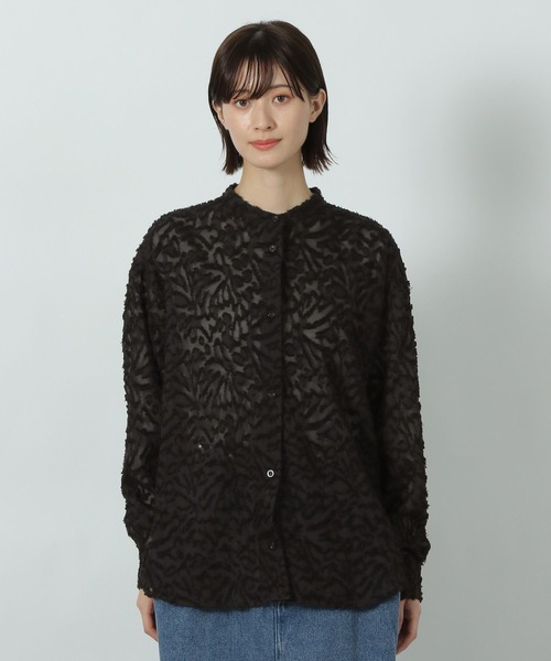 LAKOLE（ラコレ）の「【入卒式／オケージョンにも】バンドカラージャガードシャツ長袖 / 290717（シャツ/ブラウス・レディース・ブラック/アイボリー/ピンクベージュ・FREE）」の14枚目の写真