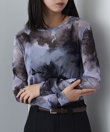 【MAISON BREEZE】パワーメッシュプリントクルーネックシアートップス XNN