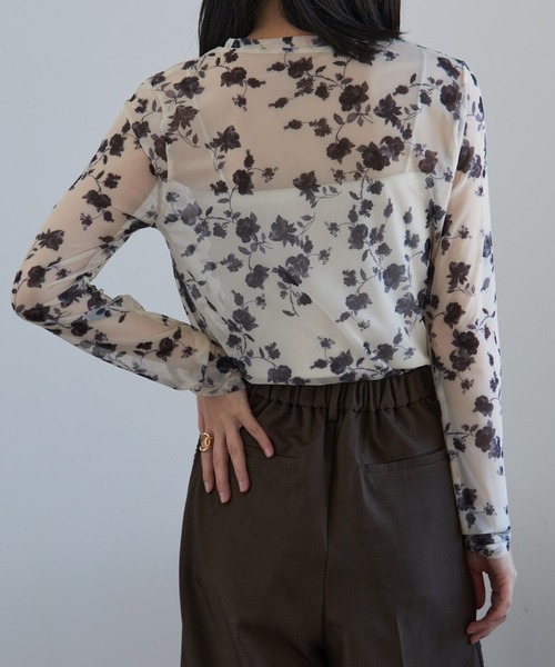 MAISON BREEZE（メゾンブリーズ）の「【MAISON BREEZE】パワーメッシュプリントクルーネックシアートップス XNN（Tシャツ/カットソー・レディース・ベージュ/ミント/パープル/ホワイト/ブラウン/アイボリー/ブラック/アイボリー系2/バーガンディー・FREE）」の10枚目の写真