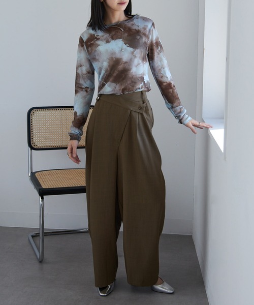 MAISON BREEZE（メゾンブリーズ）の「【MAISON BREEZE】パワーメッシュプリントクルーネックシアートップス XNN（Tシャツ/カットソー・レディース・ベージュ/ミント/パープル/ホワイト/ブラウン/アイボリー/ブラック/アイボリー系2/バーガンディー・FREE）」の17枚目の写真