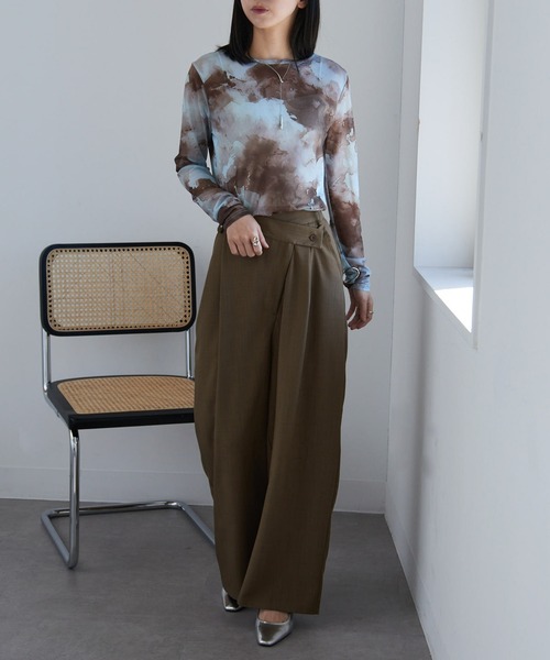 MAISON BREEZE（メゾンブリーズ）の「【MAISON BREEZE】パワーメッシュプリントクルーネックシアートップス XNN（Tシャツ/カットソー・レディース・ベージュ/ミント/パープル/ホワイト/ブラウン/アイボリー/ブラック/アイボリー系2/バーガンディー・FREE）」の18枚目の写真