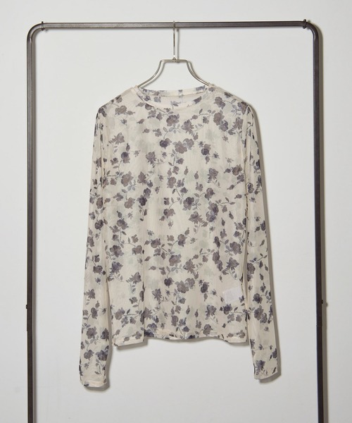 MAISON BREEZE（メゾンブリーズ）の「【MAISON BREEZE】パワーメッシュプリントクルーネックシアートップス XNN（Tシャツ/カットソー・レディース・ベージュ/ミント/パープル/ホワイト/ブラウン/アイボリー/ブラック/アイボリー系2/バーガンディー・FREE）」の13枚目の写真