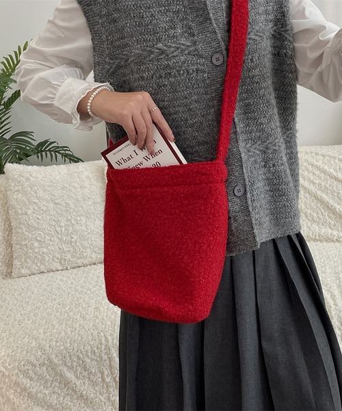 STYLEBLOCK（スタイルブロック）の「ボア素材ミニショルダーバッグ（ショルダーバッグ・レディース・レッド/ピンク/ブラウン・FREE）」の3枚目の写真
