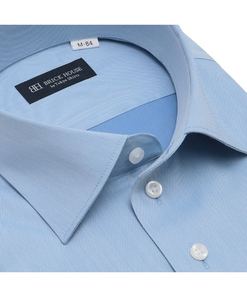 TOKYO SHIRTS（トウキョウシャツ）の「透け防止 形態安定ノーアイロン ワイド 長袖ビジネスワイシャツ（ビジネスシャツ・メンズ・ブルー・首回り39cm-裄丈80cm/首回り39cm-裄丈84cm/首回り41cm-裄丈82cm/首回り41cm-裄丈86cm/首回り43cm-裄丈86cm/首回り37cm-裄丈80cm/首回り43cm-裄丈82cm/首回り42cm-裄丈86cm/首回り42cm-裄丈82cm）」の2枚目の写真