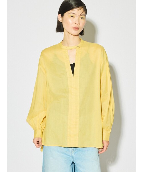 MIDIUMISOLID(ミディウミソリッド)の「MIDIUMISOLID for Ladies スタンドカラースキッパーシャツ(シャツ/ブラウス・レディース・アイボリー/グレー/イエロー/ブラック・FREE)」の6枚目の写真