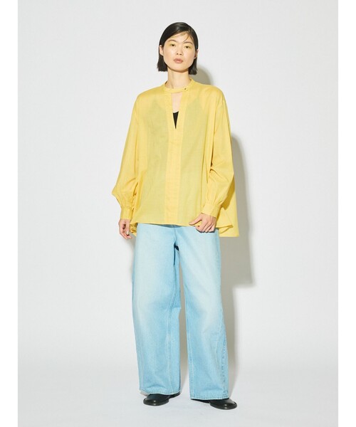 MIDIUMISOLID(ミディウミソリッド)の「MIDIUMISOLID for Ladies スタンドカラースキッパーシャツ(シャツ/ブラウス・レディース・アイボリー/グレー/イエロー/ブラック・FREE)」の8枚目の写真
