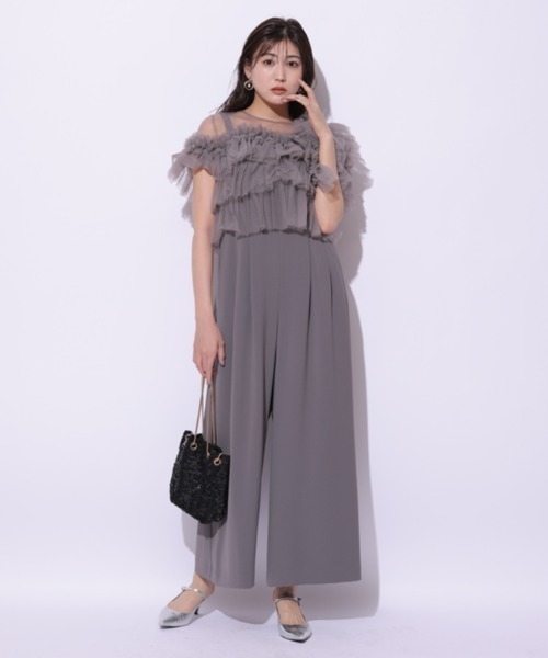 Mystrada(マイストラーダ)の「チュールアシメサロペット(その他パンツ・レディース・チャコールグレー/ブラック・38/36/34)」の3枚目の写真