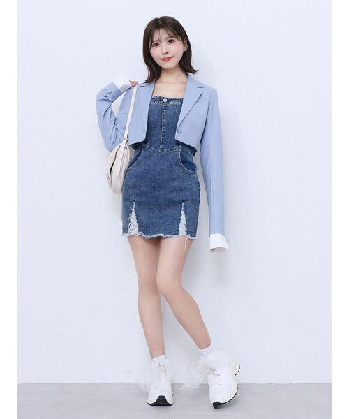 EATME(イートミー)の「レイヤードデザインジャケット(セットアップ可能)(テーラードジャケット・レディース・ブラック/グレー/ブルー/ピンク・FREE)」の10枚目の写真