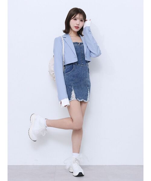 EATME(イートミー)の「レイヤードデザインジャケット(セットアップ可能)(テーラードジャケット・レディース・ブラック/グレー/ブルー/ピンク・FREE)」の11枚目の写真