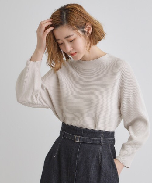 grove（グローブ）の「コットンブレンドガーターニット（ニット/セーター・レディース・ネイビー/ライトグレー系9/ブルー/ベビーピンク・02/03/01/05/04）」の6枚目の写真