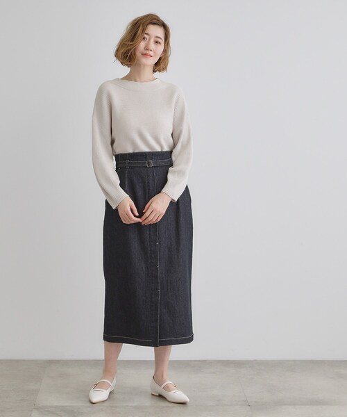 grove（グローブ）の「コットンブレンドガーターニット（ニット/セーター・レディース・ネイビー/ライトグレー系9/ブルー/ベビーピンク・02/03/01/05/04）」の7枚目の写真