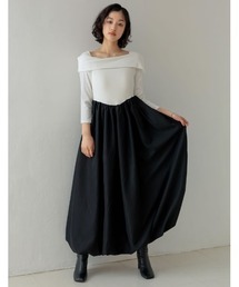 [2025SS COLLECTION][低身長サイズ有][ブラ紐隠し]リブカットソーアシンメトリードッキングワンピース