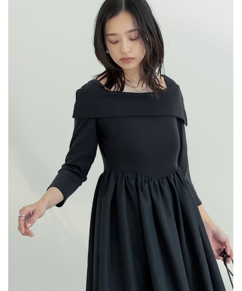 Re:EDIT（リエディ）の「[2025SS COLLECTION][低身長サイズ有][ブラ紐隠し]リブカットソーアシンメトリードッキングワンピース（ワンピース・レディース・ブラック/グレー/ホワイト・SHORT/MEDIUM/LARGE）」の15枚目の写真