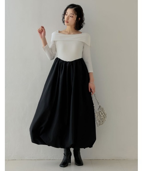 Re:EDIT（リエディ）の「[2025SS COLLECTION][低身長サイズ有][ブラ紐隠し]リブカットソーアシンメトリードッキングワンピース（ワンピース・レディース・ブラック/グレー/ホワイト・SHORT/MEDIUM/LARGE）」の21枚目の写真