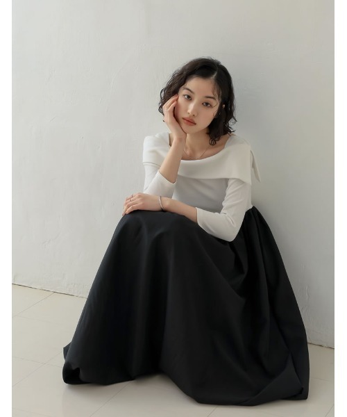Re:EDIT（リエディ）の「[2025SS COLLECTION][低身長サイズ有][ブラ紐隠し]リブカットソーアシンメトリードッキングワンピース（ワンピース・レディース・ブラック/グレー/ホワイト・SHORT/MEDIUM/LARGE）」の17枚目の写真