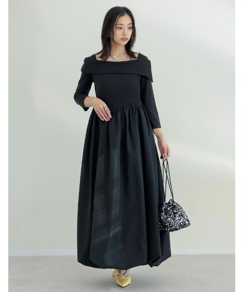 Re:EDIT（リエディ）の「[2025SS COLLECTION][低身長サイズ有][ブラ紐隠し]リブカットソーアシンメトリードッキングワンピース（ワンピース・レディース・ブラック/グレー/ホワイト・SHORT/MEDIUM/LARGE）」の13枚目の写真