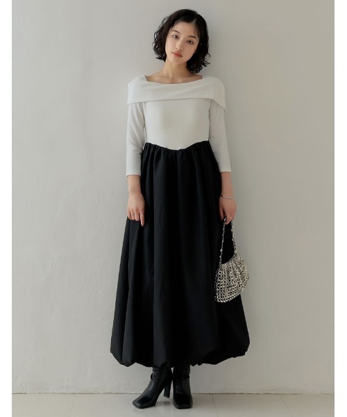 Re:EDIT（リエディ）の「[2025SS COLLECTION][低身長サイズ有][ブラ紐隠し]リブカットソーアシンメトリードッキングワンピース（ワンピース・レディース・ブラック/グレー/ホワイト・SHORT/MEDIUM/LARGE）」の22枚目の写真