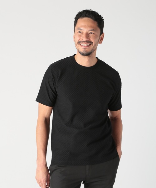 MEN'S BIGI(メンズビギ)の「シャーリングジャカードクルーネックカットソー(Tシャツ/カットソー・メンズ・ホワイト/ブラック/ブルー・01/02/03/04)」の14枚目の写真