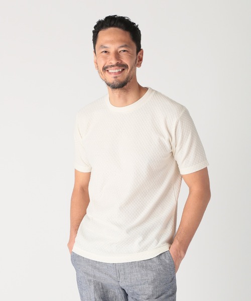 MEN'S BIGI(メンズビギ)の「シャーリングジャカードクルーネックカットソー(Tシャツ/カットソー・メンズ・ホワイト/ブラック/ブルー・01/02/03/04)」の10枚目の写真