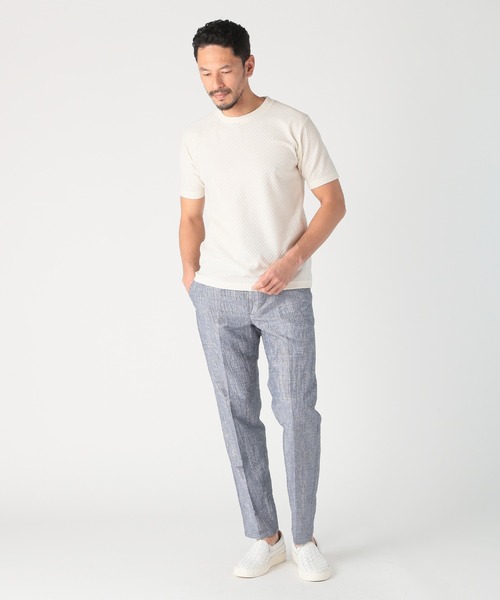 MEN'S BIGI(メンズビギ)の「シャーリングジャカードクルーネックカットソー(Tシャツ/カットソー・メンズ・ホワイト/ブラック/ブルー・01/02/03/04)」の15枚目の写真