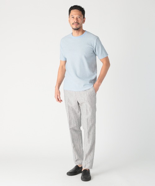 MEN'S BIGI(メンズビギ)の「シャーリングジャカードクルーネックカットソー(Tシャツ/カットソー・メンズ・ホワイト/ブラック/ブルー・01/02/03/04)」の16枚目の写真