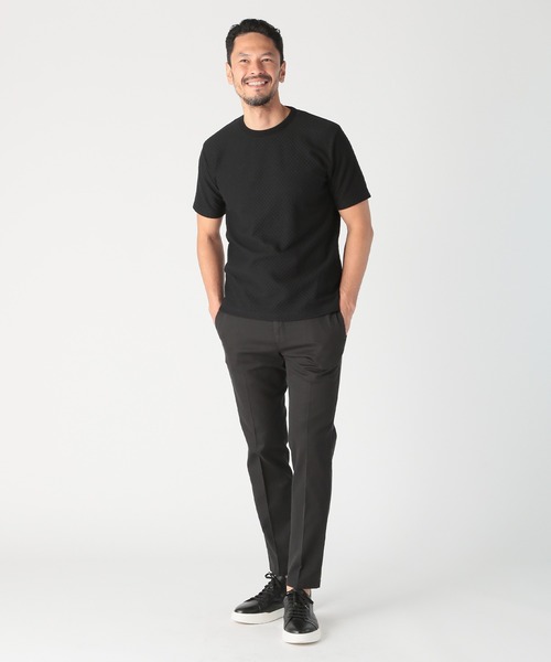 MEN'S BIGI(メンズビギ)の「シャーリングジャカードクルーネックカットソー(Tシャツ/カットソー・メンズ・ホワイト/ブラック/ブルー・01/02/03/04)」の17枚目の写真