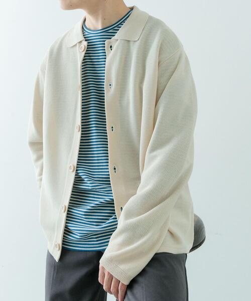 ITEMS URBANRESEARCH(アイテムズ アーバンリサーチ)の「ガーター編みニットシャツカーディガン(カーディガン/ボレロ・メンズ・ナチュラル/ブラウン・MEDIUM/LARGE)」の6枚目の写真