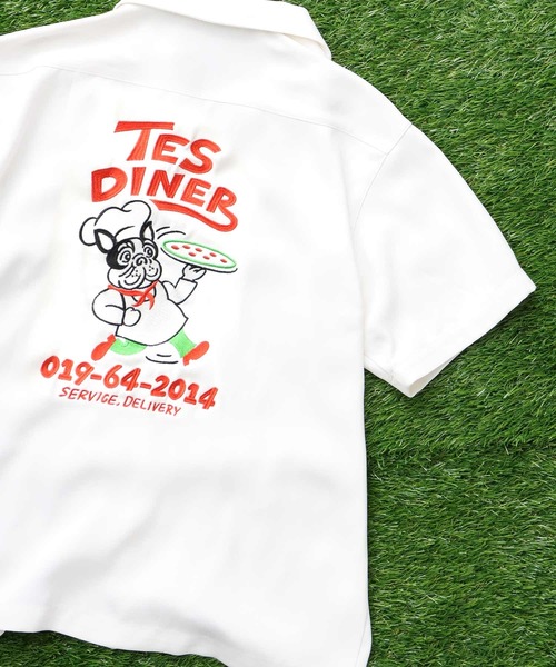 TES PIZZA DINER — футболка с вышивкой CREW, короткий рукав