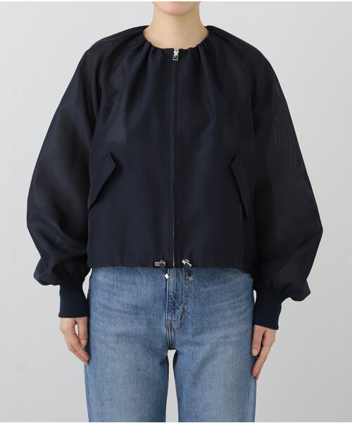IENA（イエナ）の「シアーノーカラーブルゾン（その他アウター・レディース・ベージュ/ネイビー・FREE）」の6枚目の写真