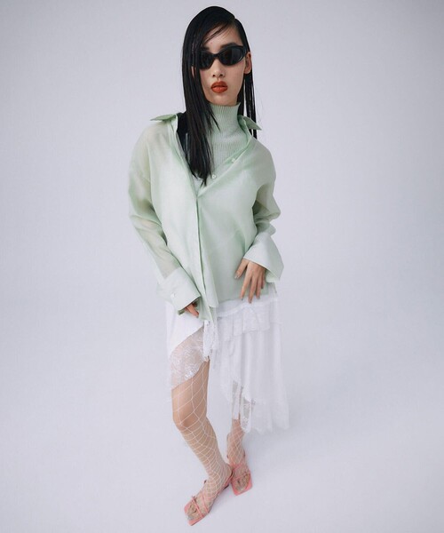JOSEMOON/ジョゼムーン】SHEER SIMPLE SHIRT/シアーシンプルシャツ