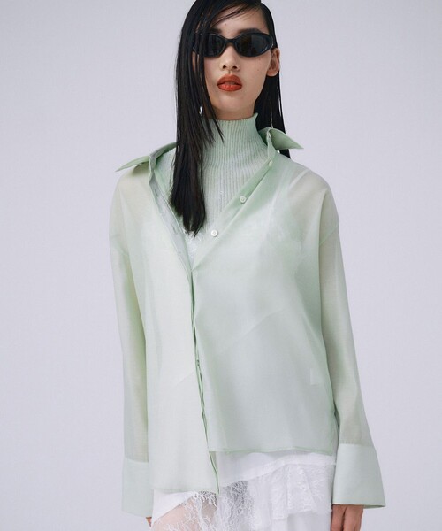 JOSE MOON(ジョゼムーン)の「【JOSEMOON/ジョゼムーン】SHEER SIMPLE SHIRT/シアーシンプルシャツ(シャツ/ブラウス・レディース・ホワイト/ベージュ/ミント/ブラック・FREE)」の4枚目の写真