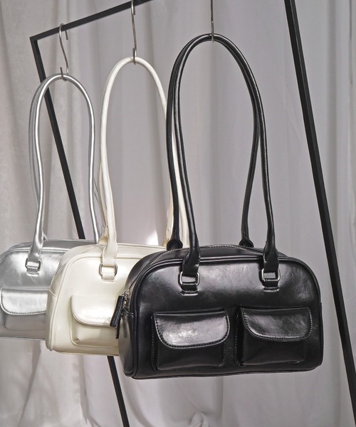 minia（ミニア）の「ロングハンドルボストンバッグ（ハンドバッグ・レディース・シルバー/ブラック/ホワイト・FREE）」の2枚目の写真
