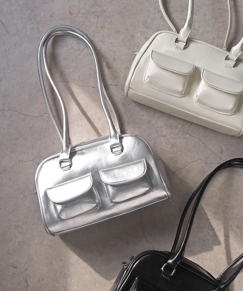 minia（ミニア）の「ロングハンドルボストンバッグ（ハンドバッグ・レディース・シルバー/ブラック/ホワイト・FREE）」の18枚目の写真