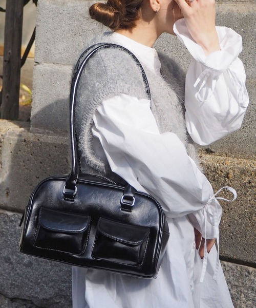 minia（ミニア）の「ロングハンドルボストンバッグ（ハンドバッグ・レディース・シルバー/ブラック/ホワイト・FREE）」の13枚目の写真