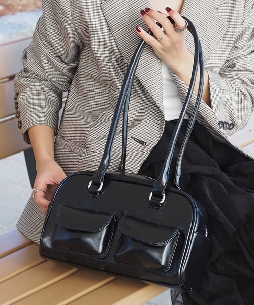 minia（ミニア）の「ロングハンドルボストンバッグ（ハンドバッグ・レディース・シルバー/ブラック/ホワイト・FREE）」の14枚目の写真