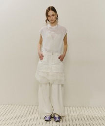 J1U by LA BELLE ETUDE（ジユウバイラベルエチュード）の「ボリュームギャザーチュール×デニムミニSK（スカート）」